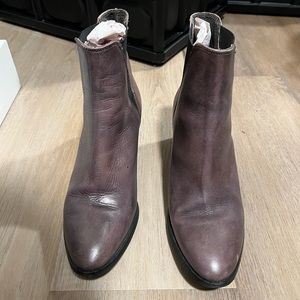 Women's Leather Ankle Booties in Plum Brown